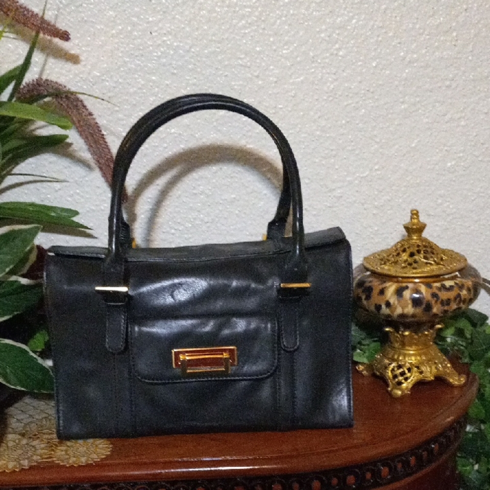 Kate Landry  Elegant Black Leather Handbag